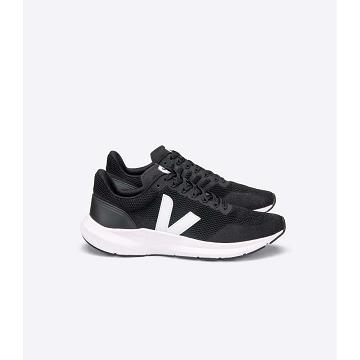 Men's Veja MARLIN V-KNIT Running Shoes Black/White | ZA 141WNB